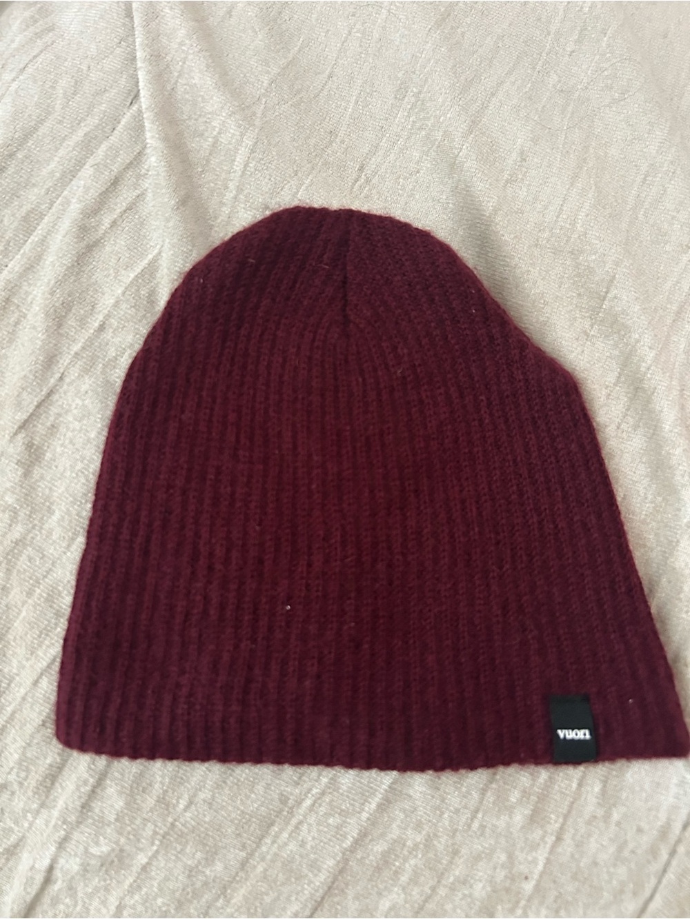 Vuori Burgundy Rib Knit Wool Cashmere Beanie